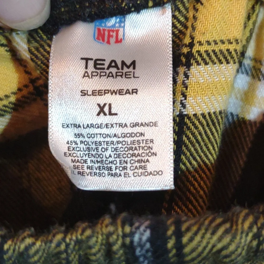 Team NFL License Pittsburgh Steelers Gold Black Plaid Pull On Flannel Sleep Pant